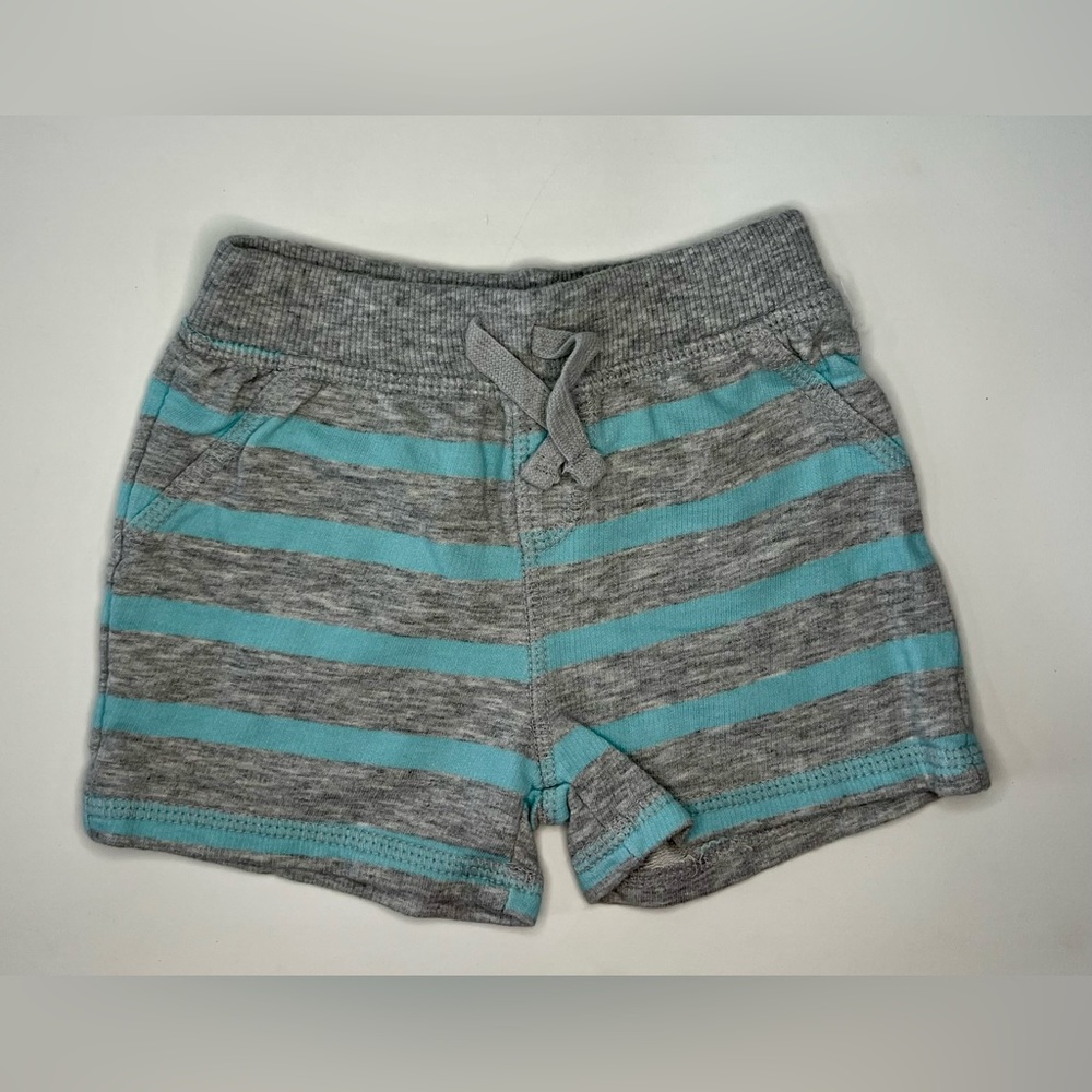 4/$15⭐️ Jumping Beans Boys Gray & Blue Striped Shorts Size 6 Months